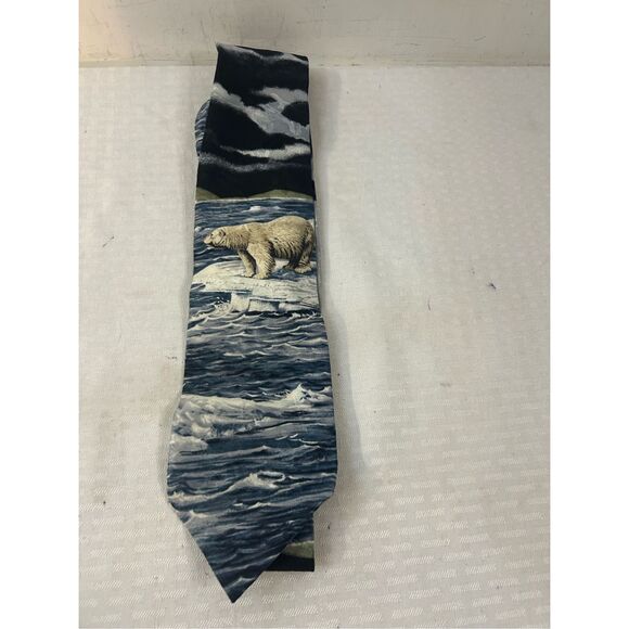 Endangered Species 1983  Staton Lee Polar bear Hudson Bay Oj Gromm Silk tie USA - Picture 2 of 6